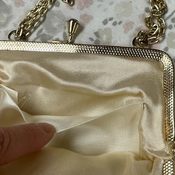 Mister Ernest Handbag - Gold colored beading, Made in Hong Kong - Picture 9 of 12